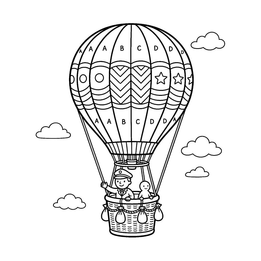 páginas para colorear gratis Globo Aerostático