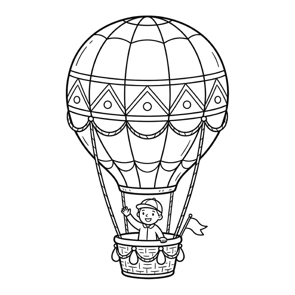 colorear páginas de Globo Aerostático