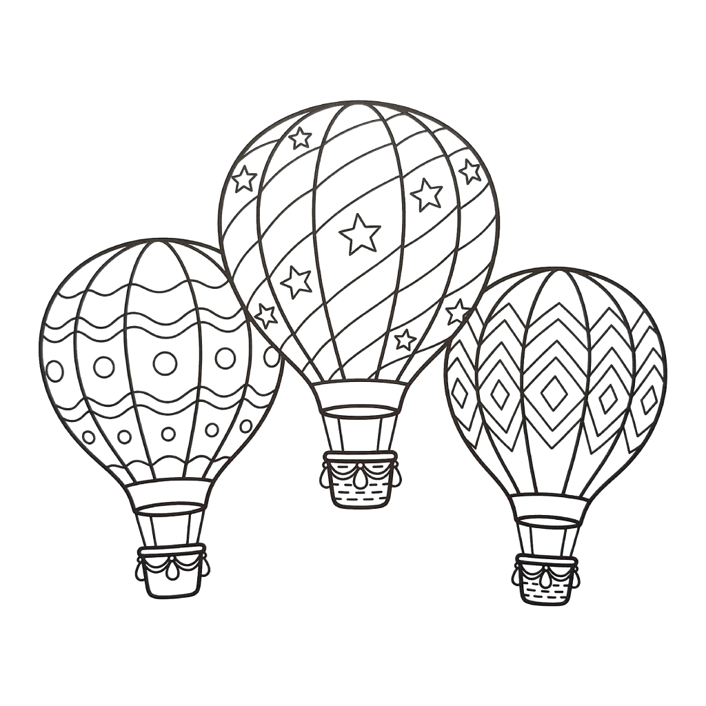 páginas para colorear imprimibles Globo Aerostático para adultos