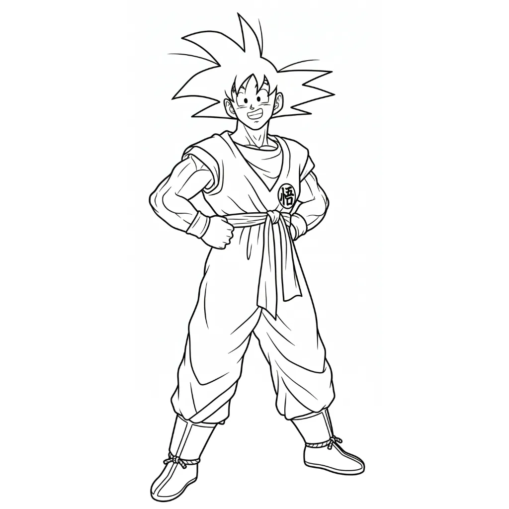 páginas para colorear fáciles de Goku