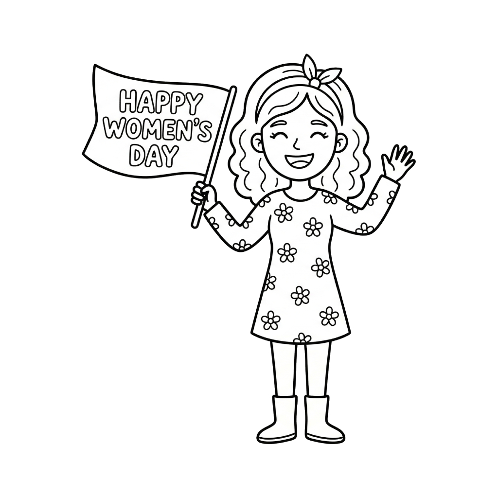 Feliz día de la mujer 3 Happy Women’s Day páginas para colorear fáciles 1