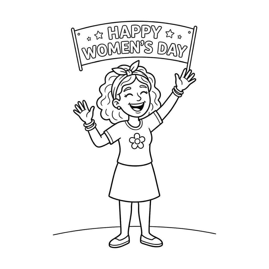 Feliz día de la mujer 11 Happy Women’s Day páginas para colorear para adultos pdf 1