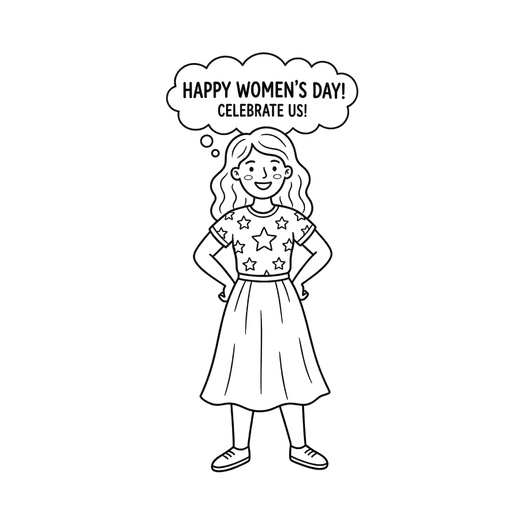 Feliz día de la mujer 12 divertidas páginas para colorear Happy Women’s Day