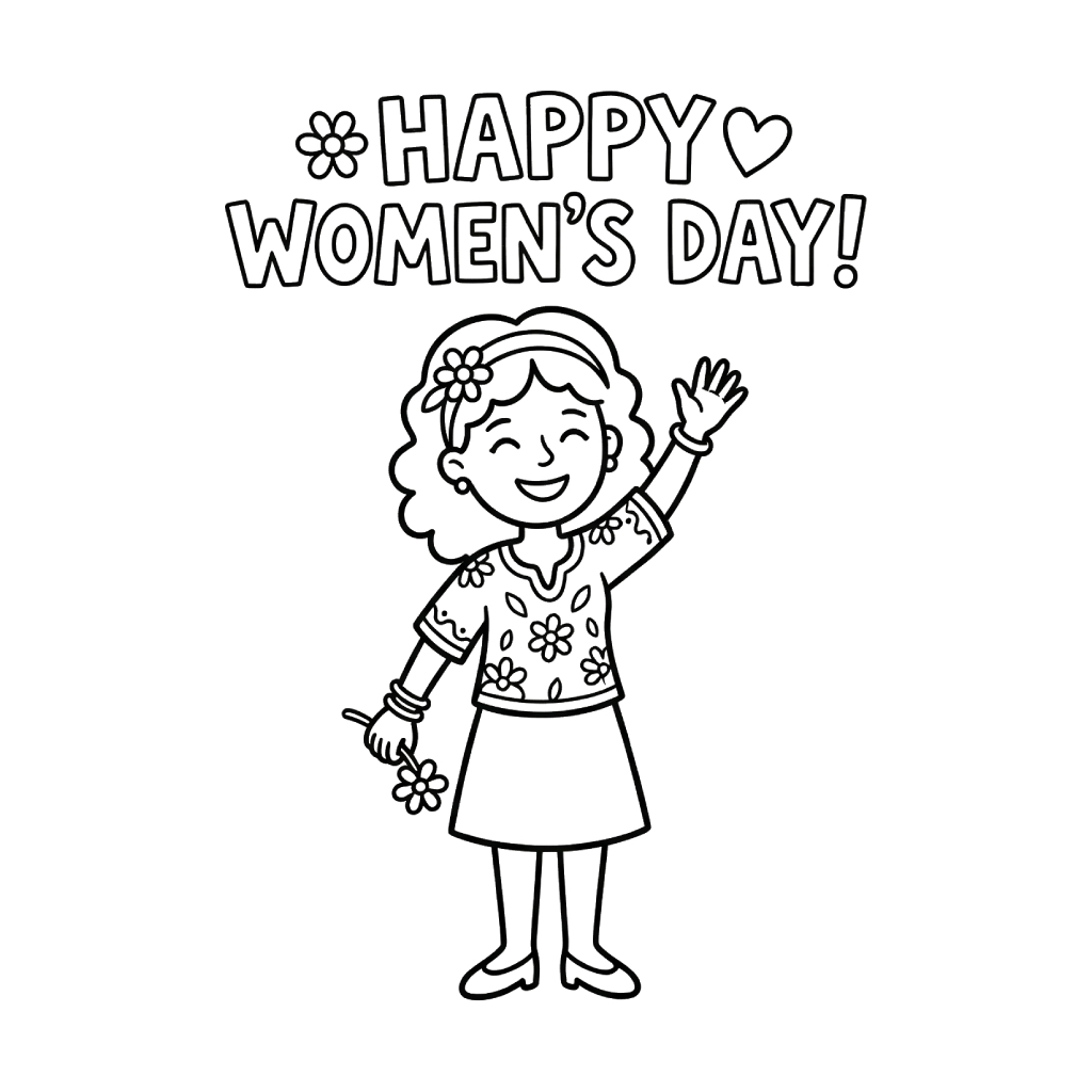 Feliz día de la mujer 6 lindas páginas para colorear Happy Women’s Day
