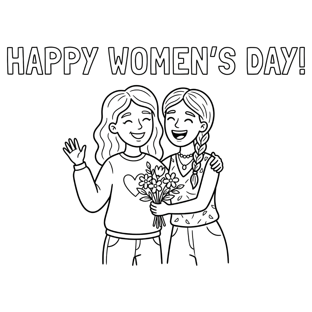 Feliz día de la mujer 10 páginas para colorear Happy Women’s Day imprimibles gratis 1