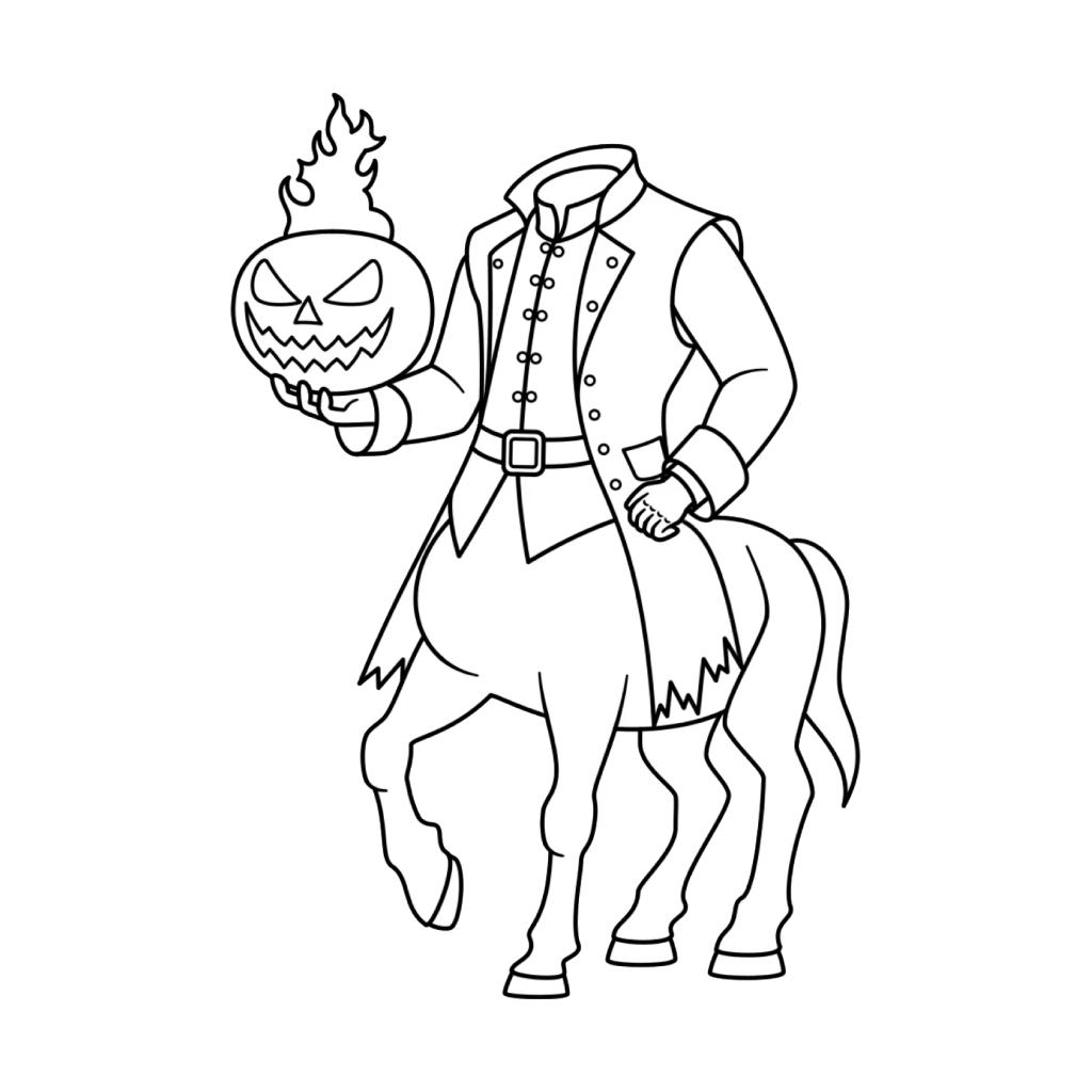 Headless Horseman 4 páginas para colorear fáciles de Headless Horseman