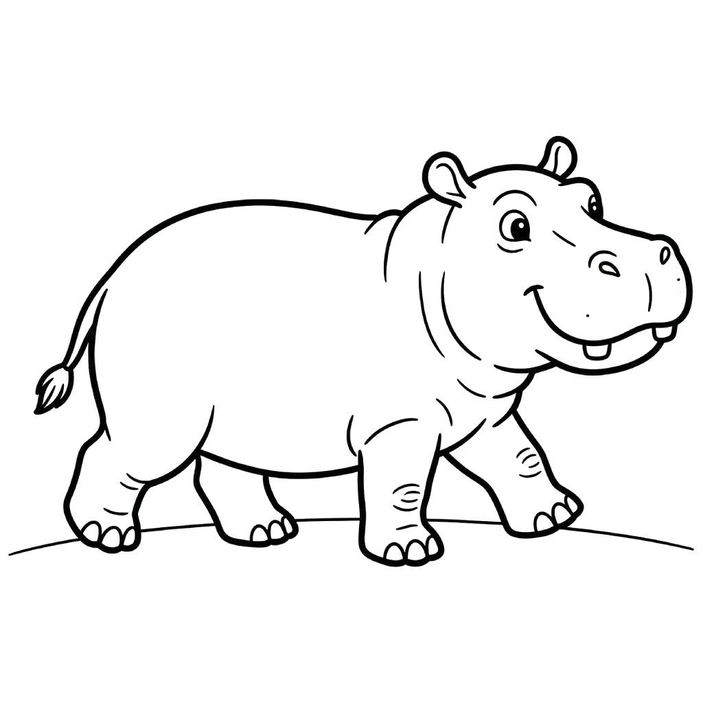 Ausmalbilderseiten für Kinder Nilpferd