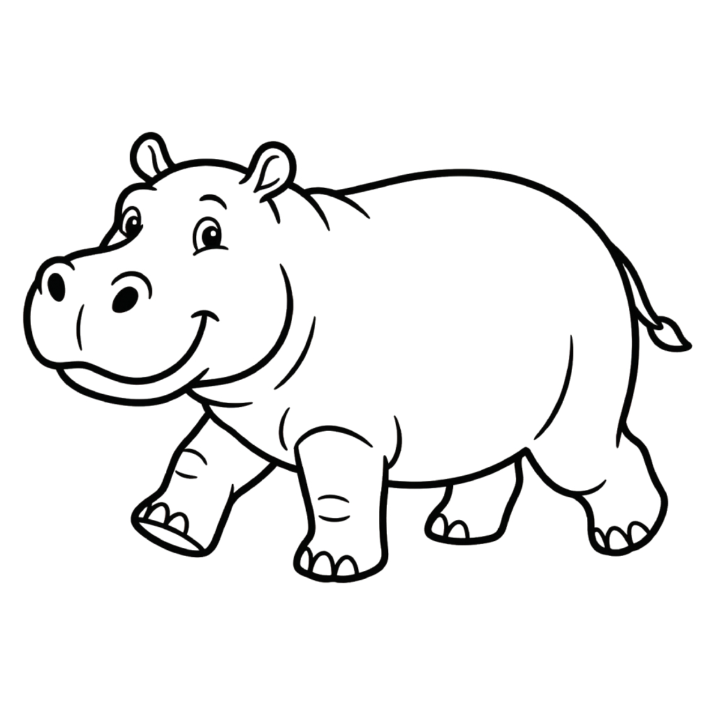 Detaillierte Ausmalbilderseiten von Nilpferd