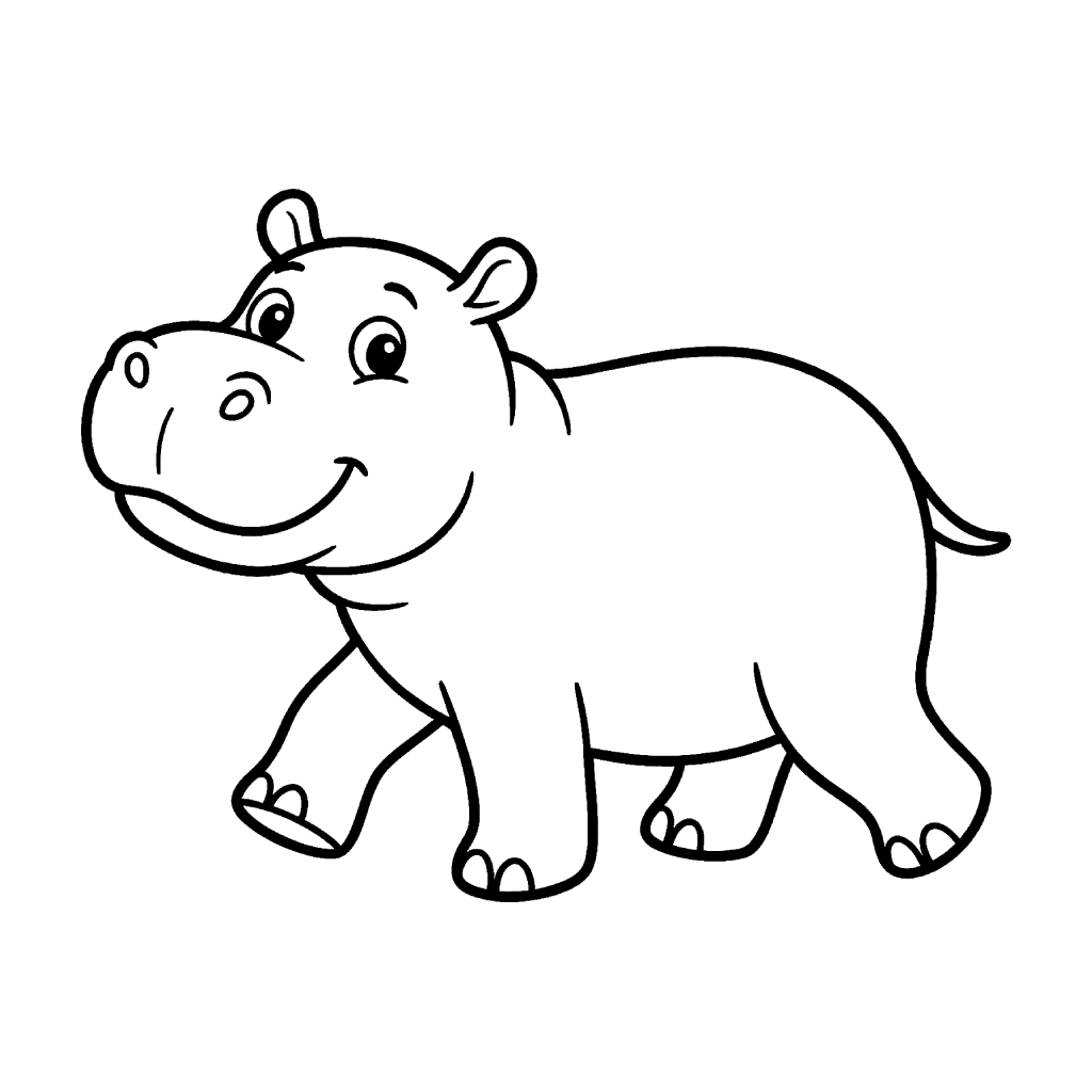 Kostenlose druckbare Ausmalbilder-Seiten Nilpferd