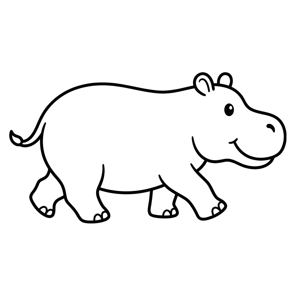 Kostenlose Bilderseiten für Erwachsene: Nilpferd