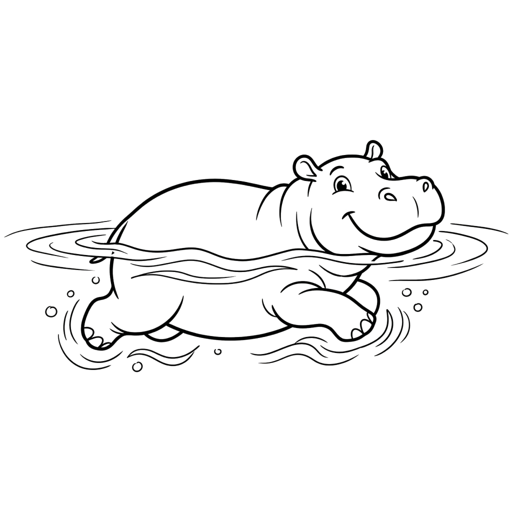 Nilpferd-Ausmalbilder-Seiten für Erwachsene