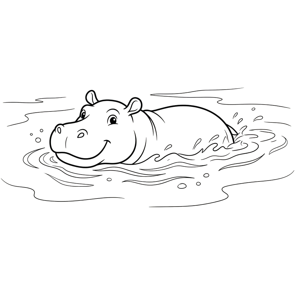 Nilpferd Ausmalbilder kostenlose Seiten