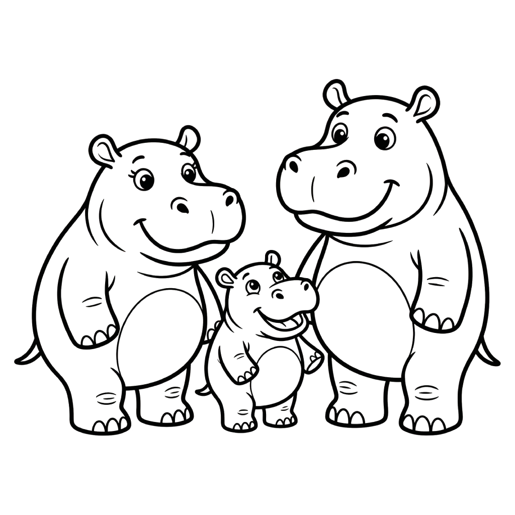 Lustige Ausmalbilder Nilpferd Seiten