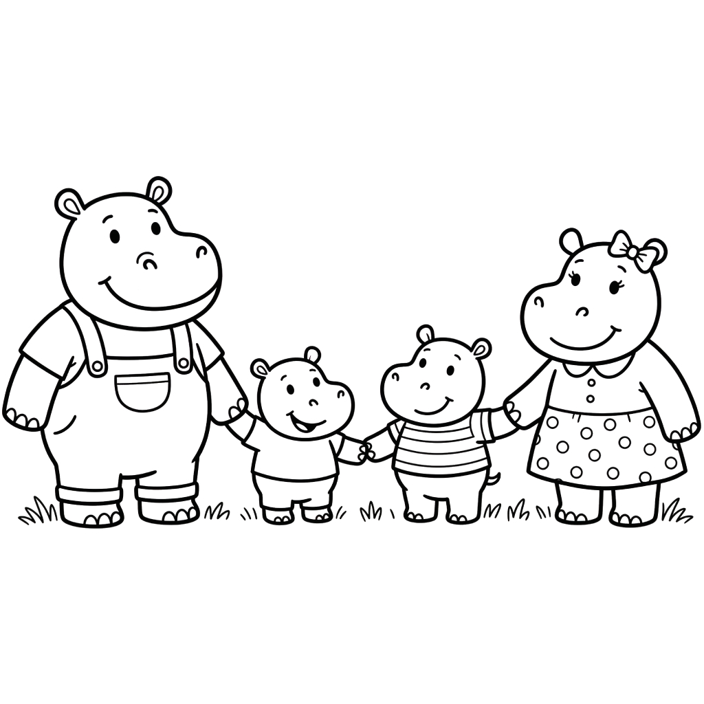 Nilpferd Ausmalbilder Seiten mit Ornamenten