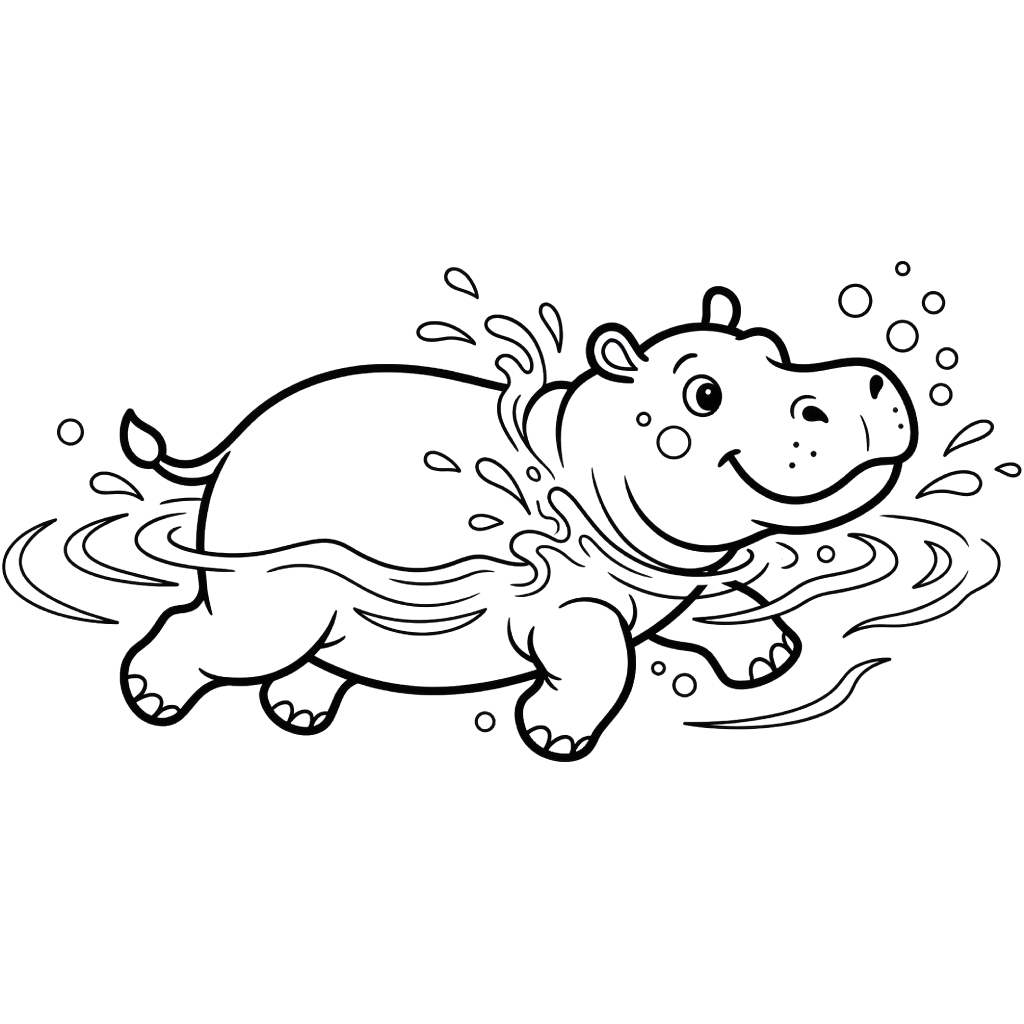 Lustige Ausmalbilder Nilpferd Seiten 1