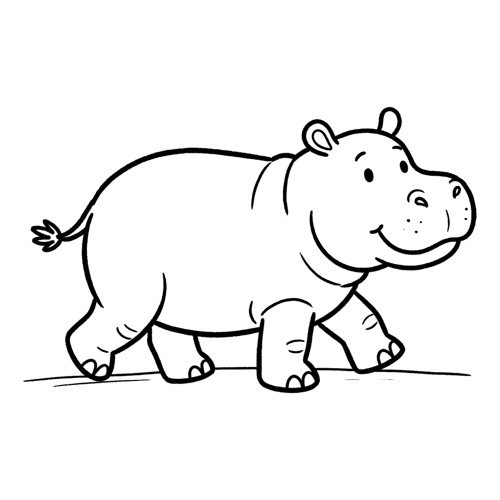 Nilpferd Ausmalbilder druckbare Seiten 1