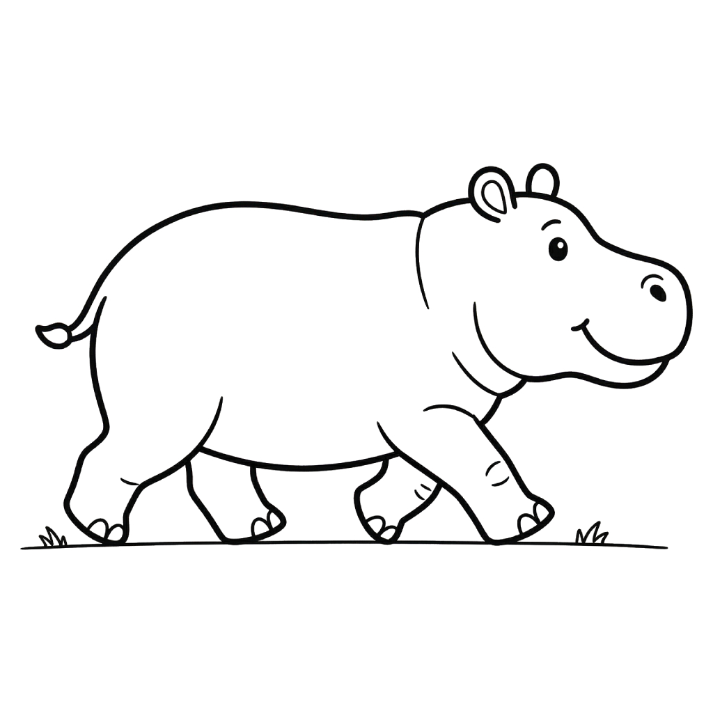 Kostenlose Ausmalbilder Nilpferd-Seiten