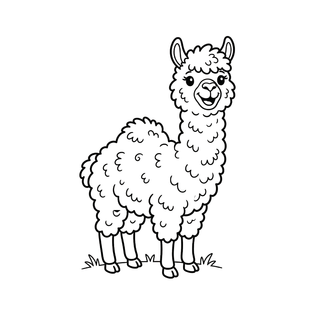 La Alpaca páginas para colorear fáciles