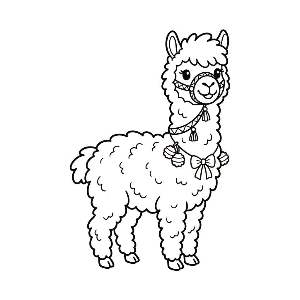 La Alpaca páginas para colorear de adornos