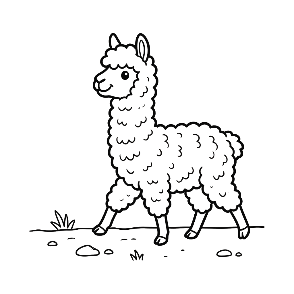 divertidas páginas para colorear La Alpaca
