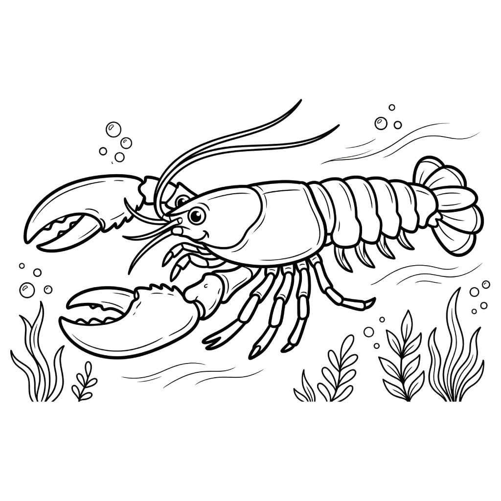 Lobster páginas para colorear para adultos fáciles
