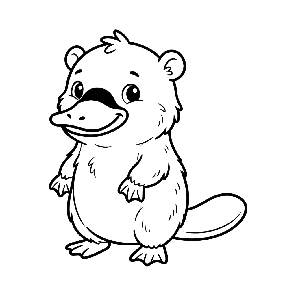 páginas para colorear lindas y fáciles de Ornitorrinco 1