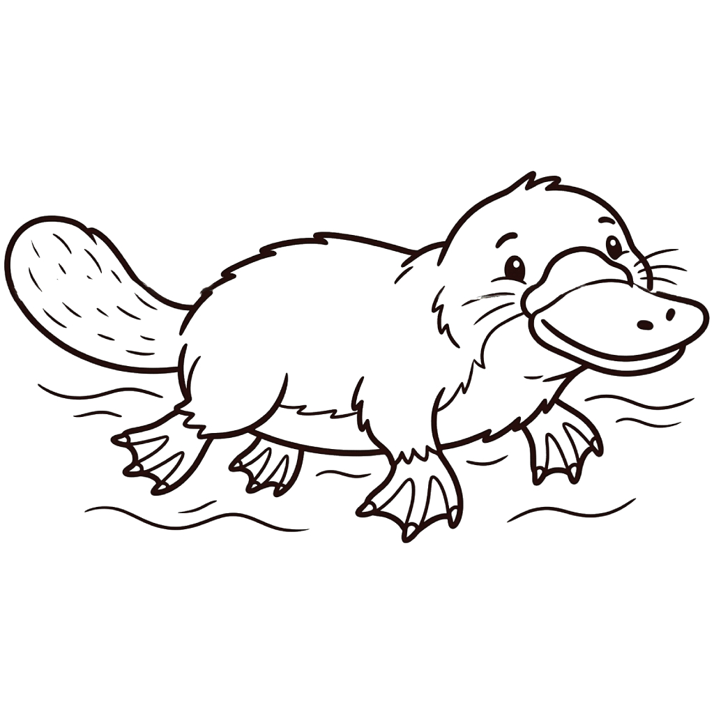 páginas para colorear lindas y fáciles de Ornitorrinco