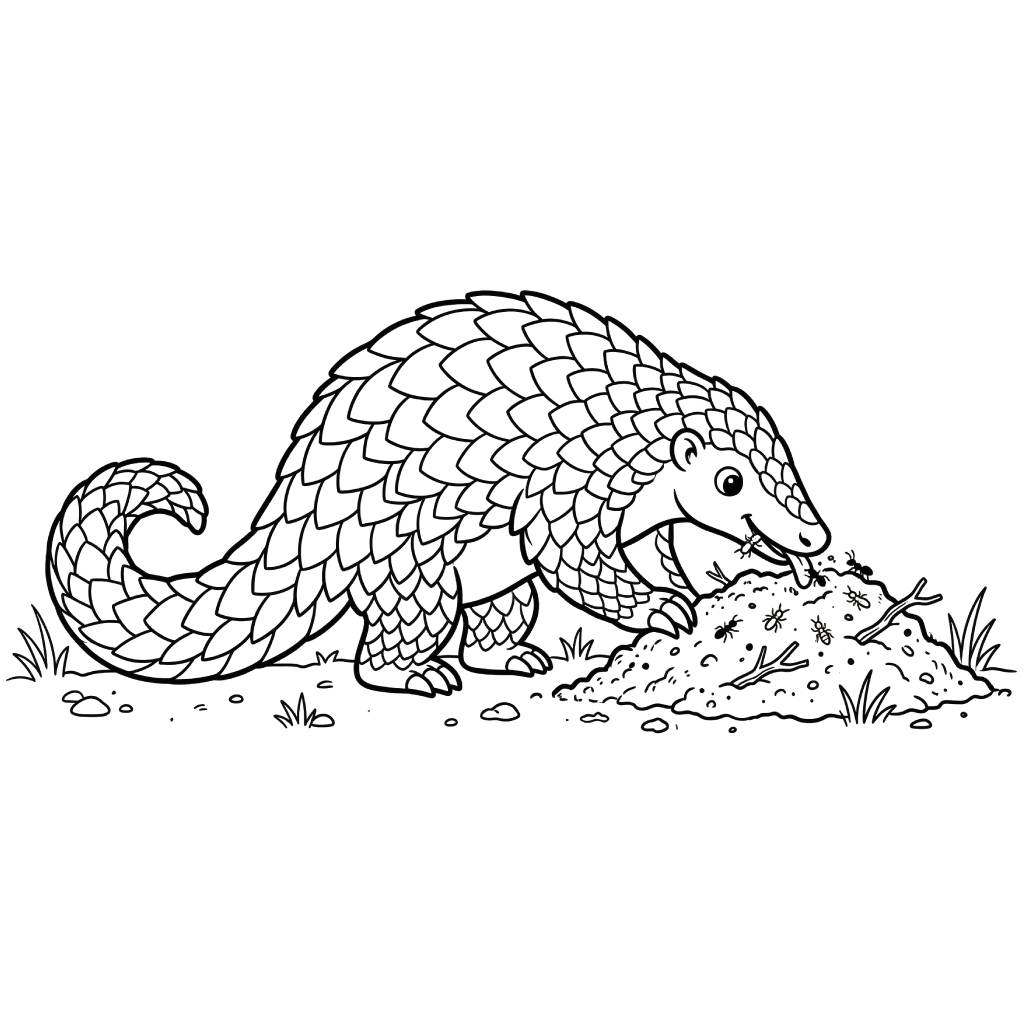 Pangolín 6 felices páginas para colorear Pangolín