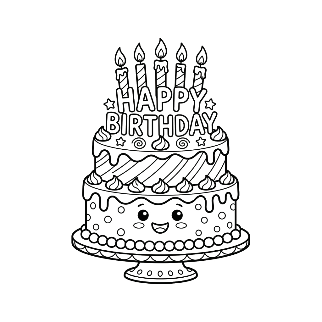 Pastel De Cumpleaños páginas para colorear para adultos