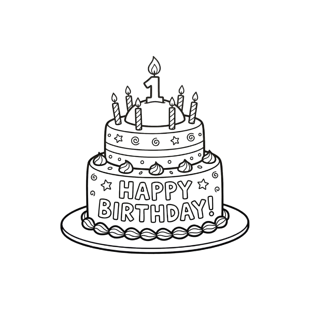 páginas para colorear Pastel De Cumpleaños