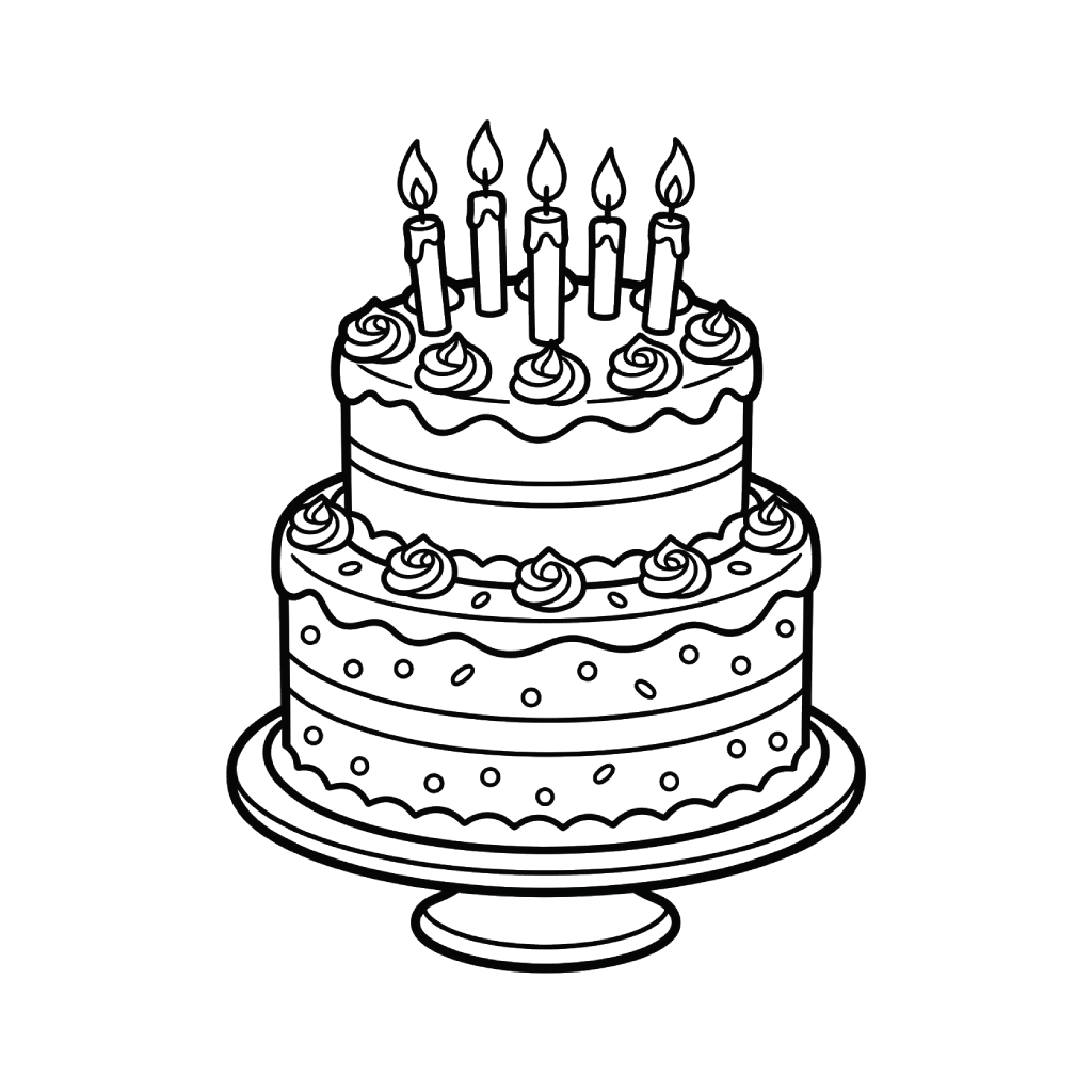 páginas para colorear gratis para adultos Pastel De Cumpleaños