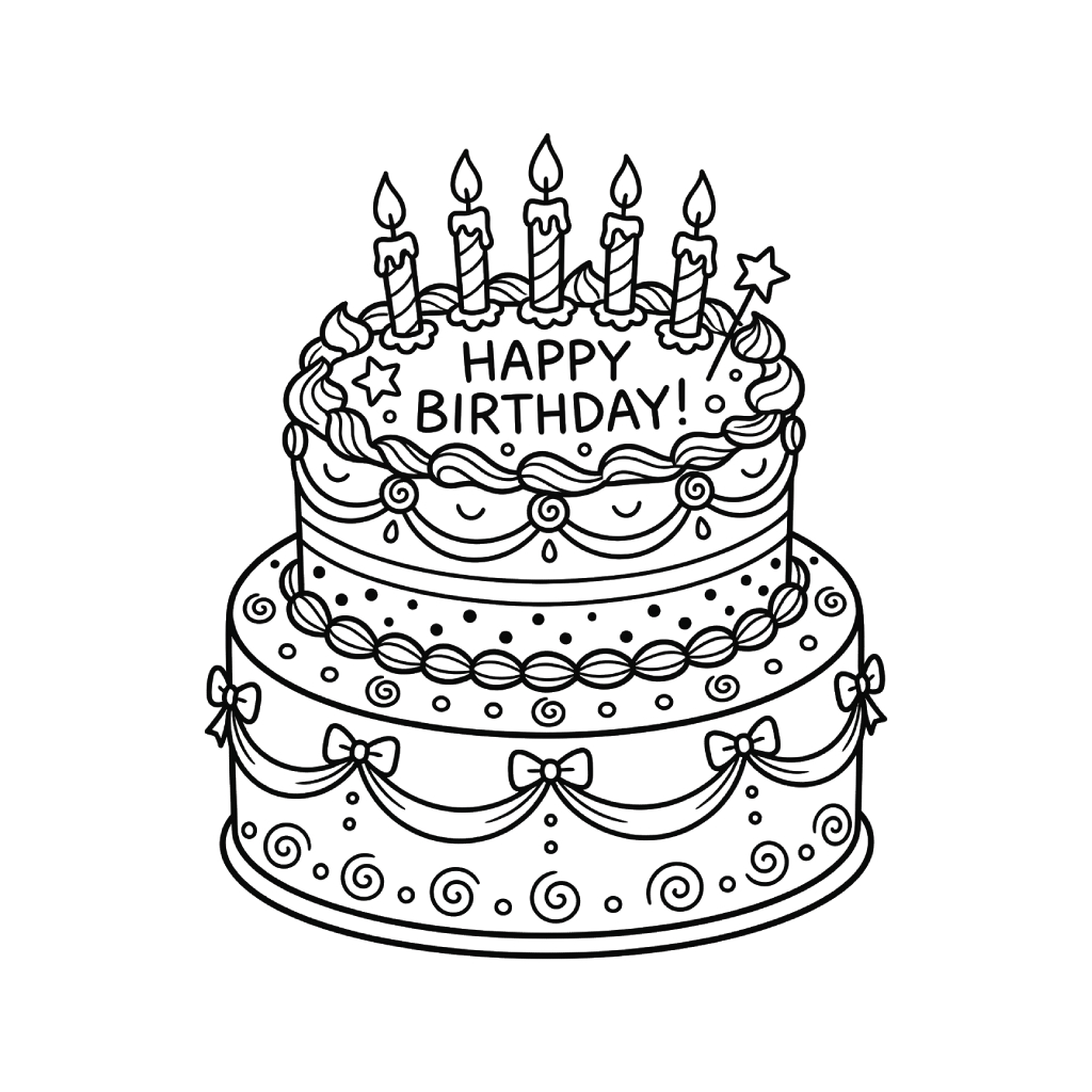 páginas para colorear de árboles Pastel De Cumpleaños gratis