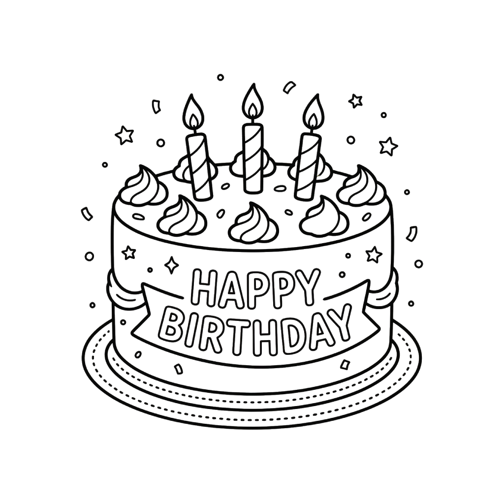 para colorear Pastel De Cumpleaños