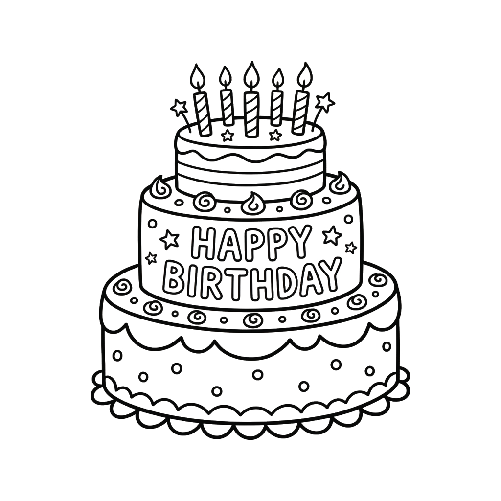 Pastel De Cumpleaños adornos para colorear