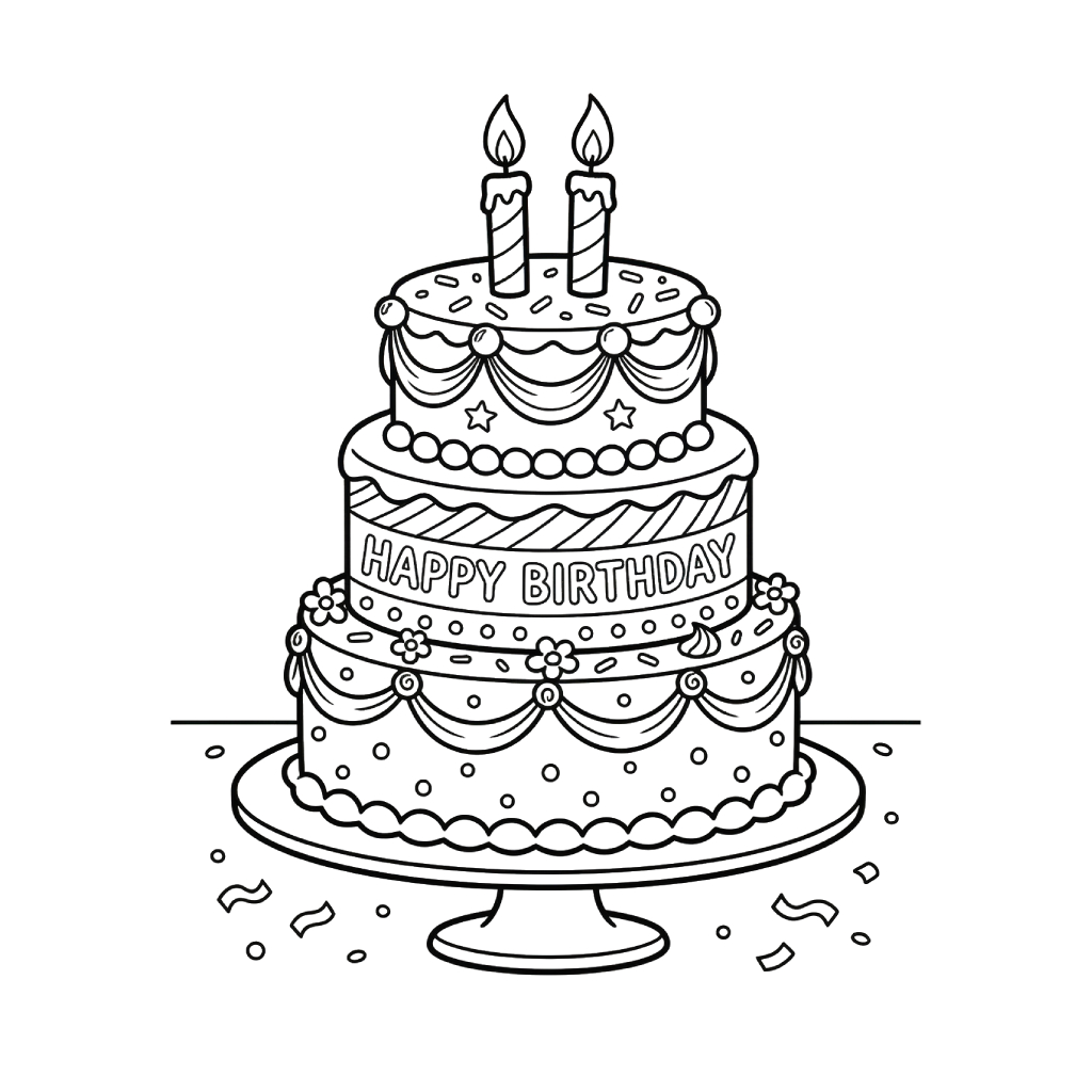 Pastel De Cumpleaños páginas para colorear gratis