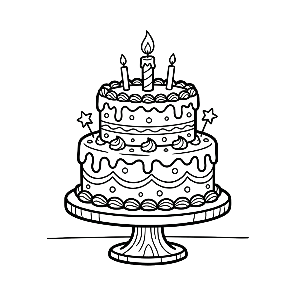 Pastel De Cumpleaños páginas para colorear imprimibles