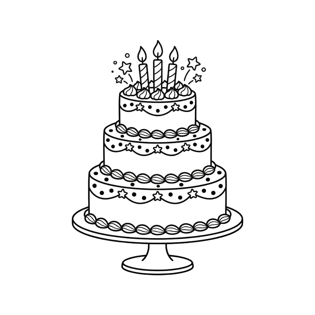 Pastel De Cumpleaños páginas para colorear para imprimir gratis