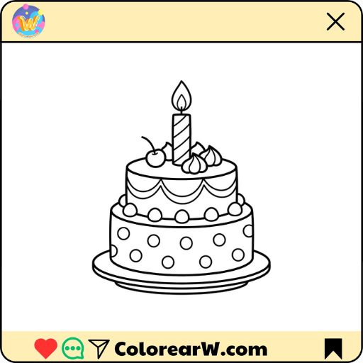Pastel de Cumpleaños para colorear thumbnail