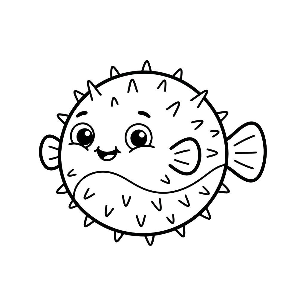 Pez Globo 9 Pez Globo páginas para colorear para adultos fáciles