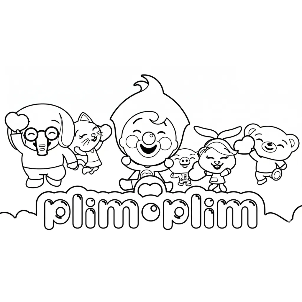 páginas para colorear fáciles de Plim Plim