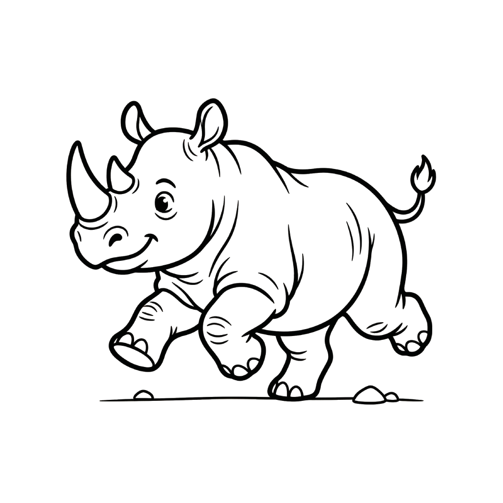 páginas para colorear fáciles de Rinoceronte
