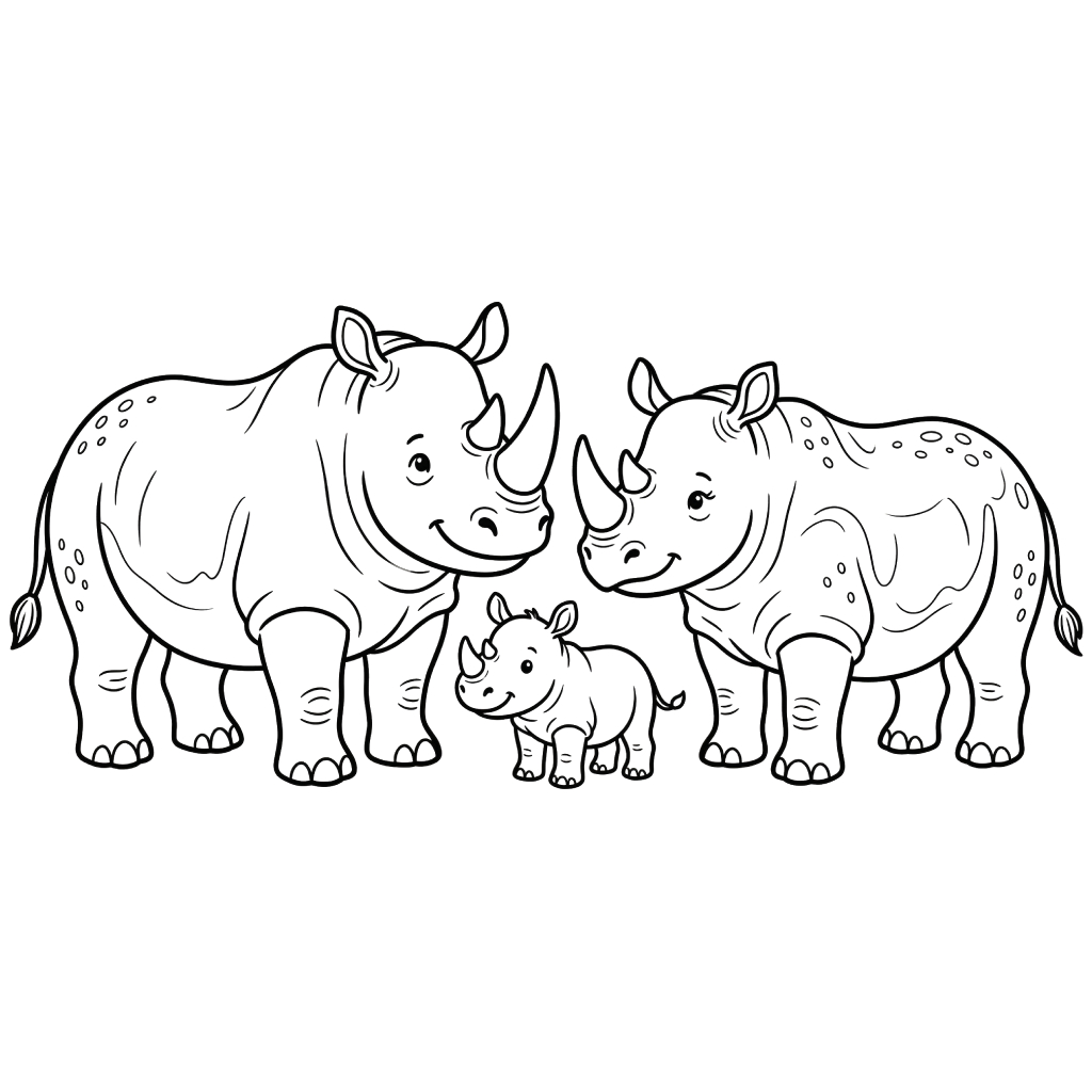 páginas para colorear detalladas de Rinoceronte 1