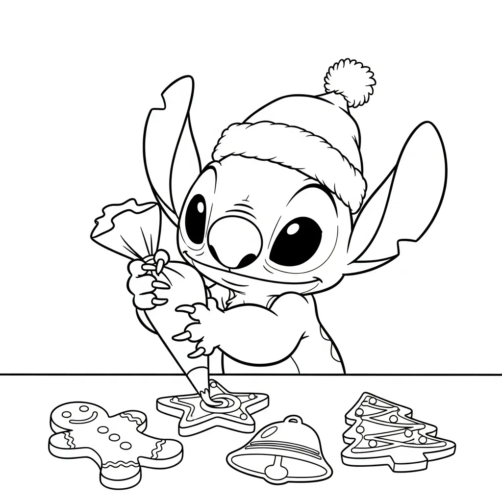 Stitch de Navidad 3 Stitch de Navidad páginas para colorear imprimibles