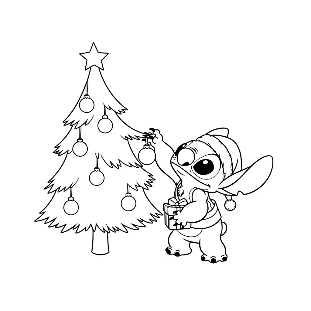 Stitch de Navidad 5 páginas para colorear para Stitch de Navidad 1