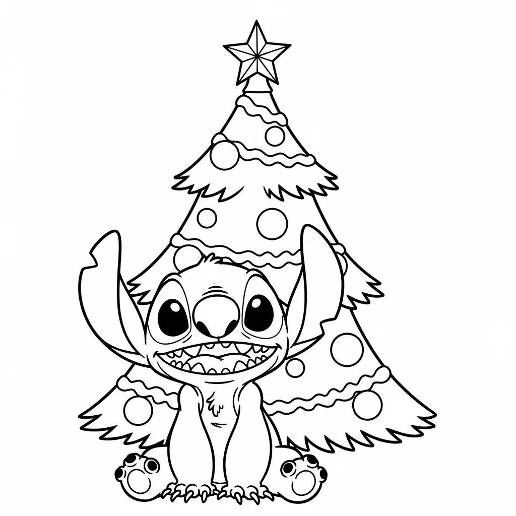 Stitch de Navidad 8 Stitch de Navidad páginas para colorear para imprimir