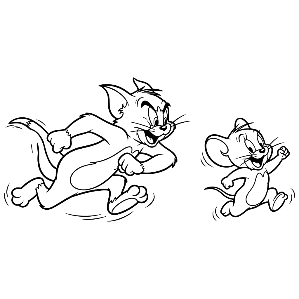 felices páginas para colorear Tom y Jerry