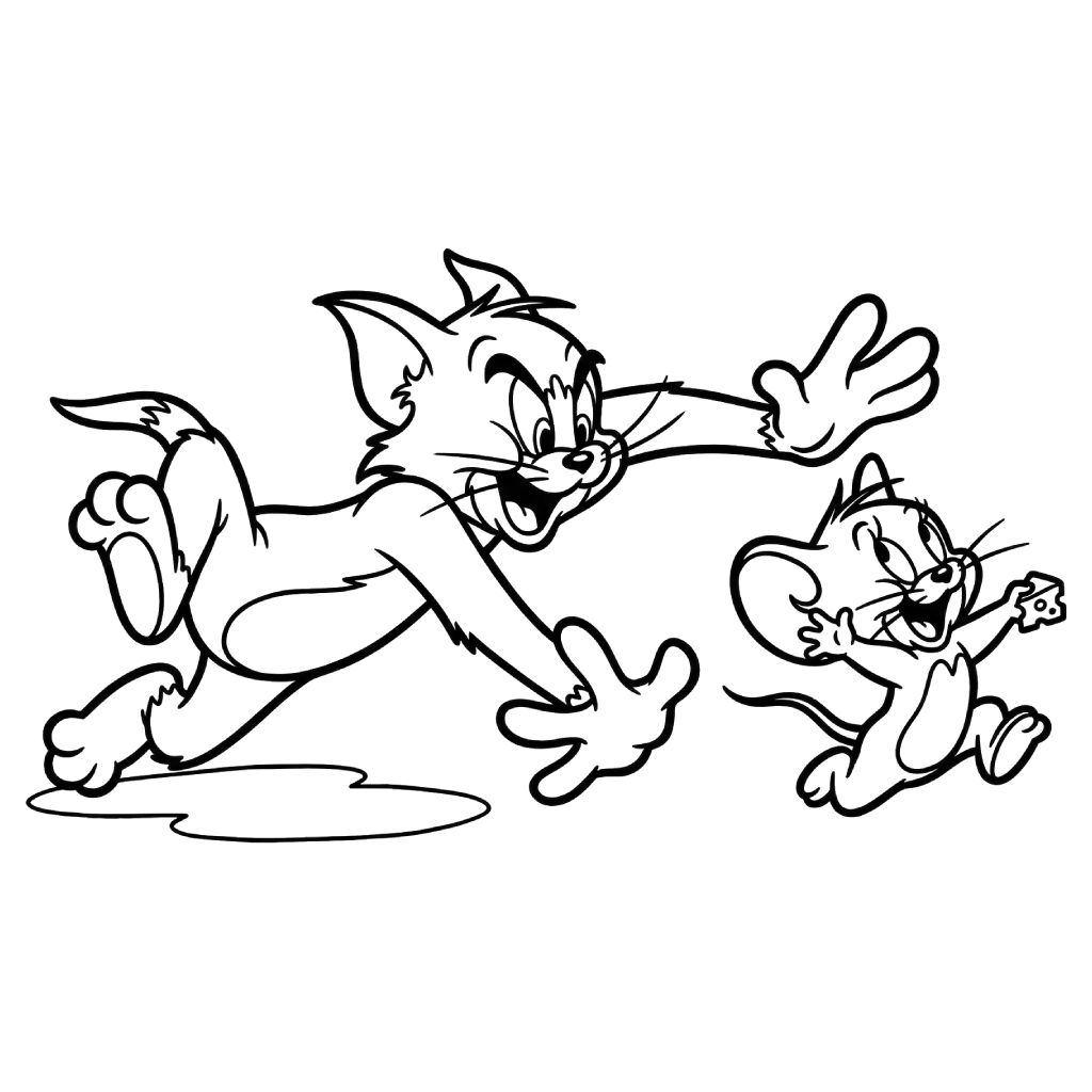divertidas páginas para colorear Tom y Jerry