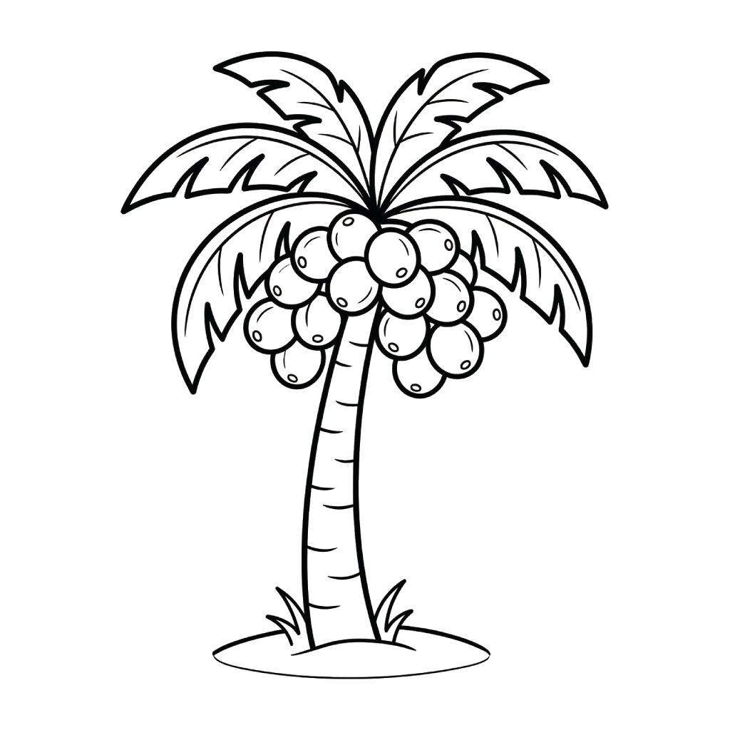 páginas para colorear lindas y fáciles de Árbol de Coco