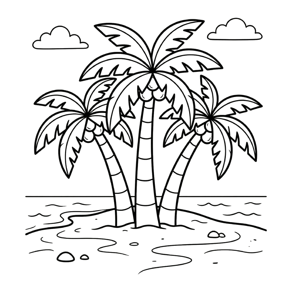 Árbol de Coco páginas para colorear para adultos fáciles 1