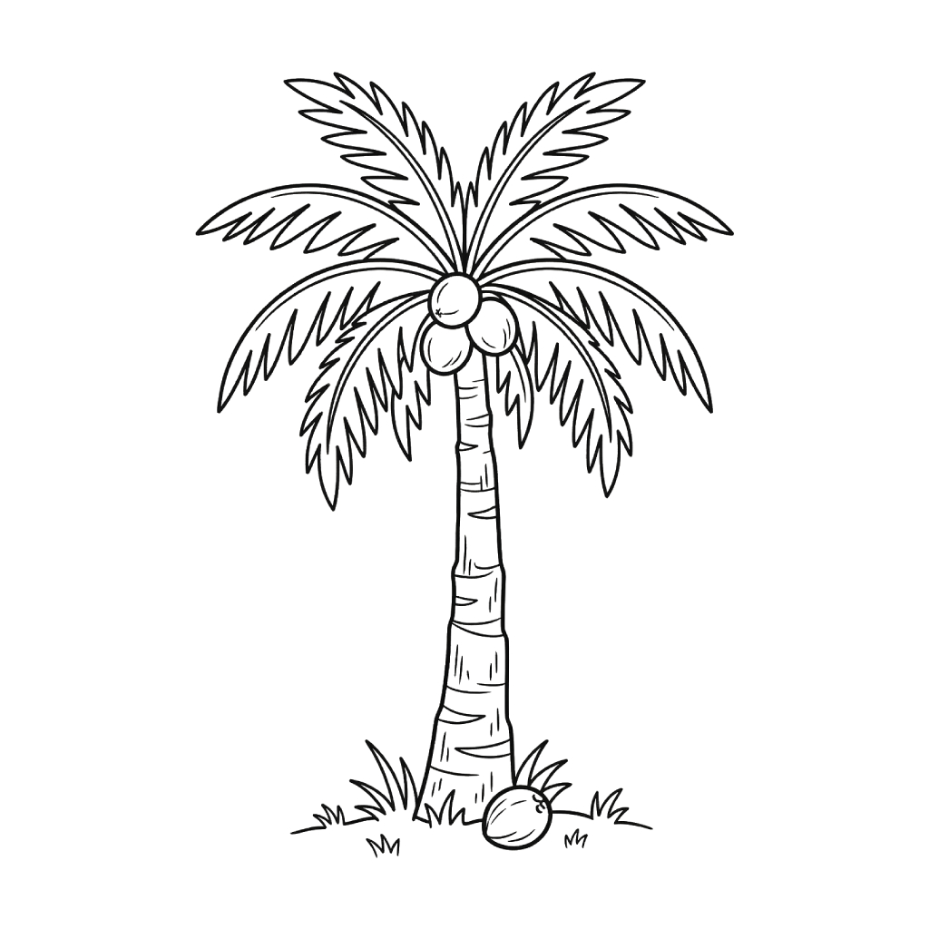 Árbol de Coco páginas para colorear para adultos